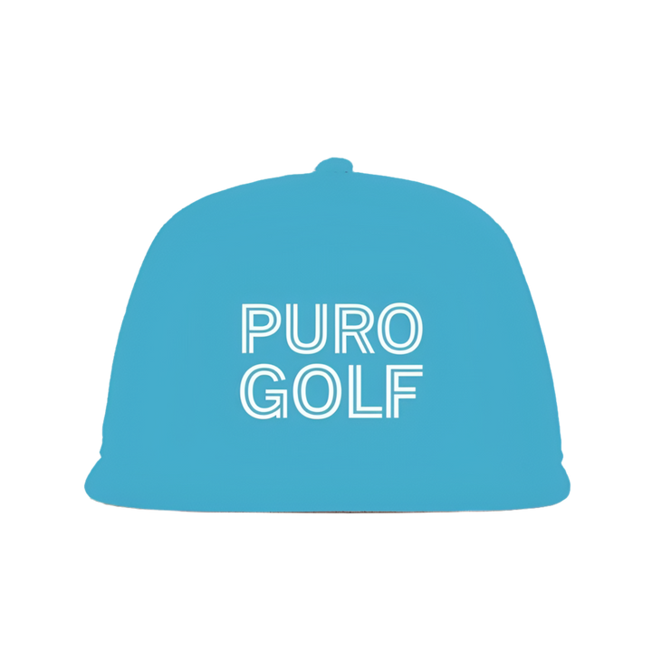 Soft Blue Puro Golf Hat. 7-Panel Laser Perforated Performance Trucker (Pre Order)