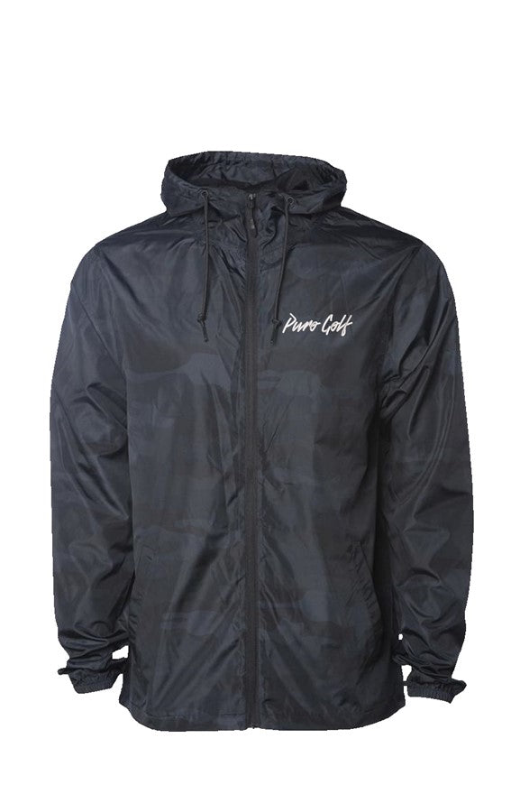 Black Camo Water Resistant Windbreaker-Inline